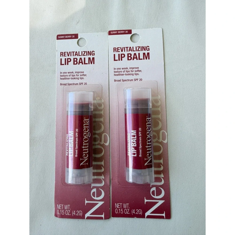 2 Pack Neutrogena Revitalizing Lip Balm Sunny Berry 30 SPF 20 Sheer Tint 0.15oz
